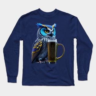 Owl with a beer mug Long Sleeve T-Shirt